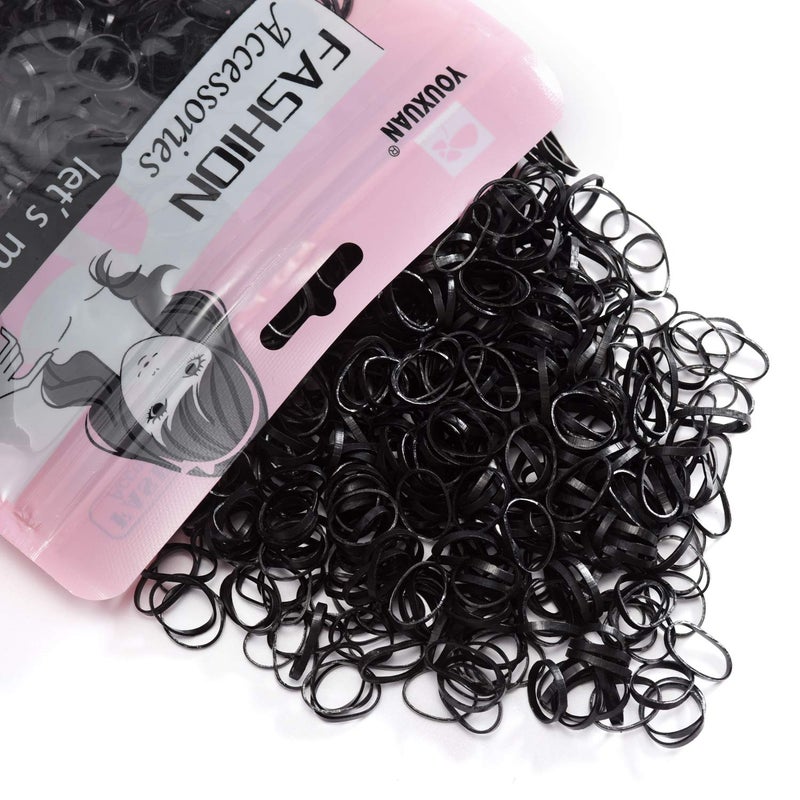 Youxuan 1000-Pack Elastic Hair Ties Non-slip Rubber Hair Bands for Girls, Black - Image 1
